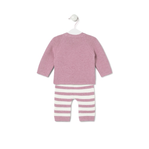 Conjunto de bebé recém-nascido Tricot cor-de-rosa