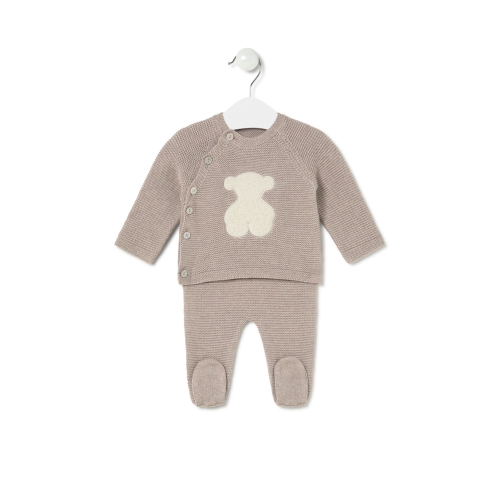Conjunto de beb&eacute; de reci&eacute;n nacido Tricot beige