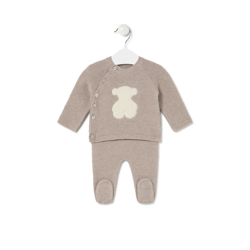 Newborn baby set in Tricot beige