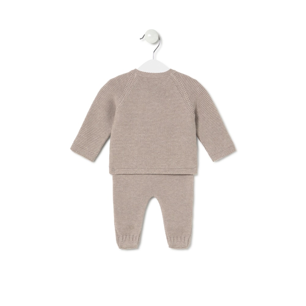 Conjunto de beb&eacute; de reci&eacute;n nacido Tricot beige