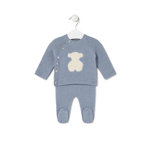 Newborn baby set in Tricot blue