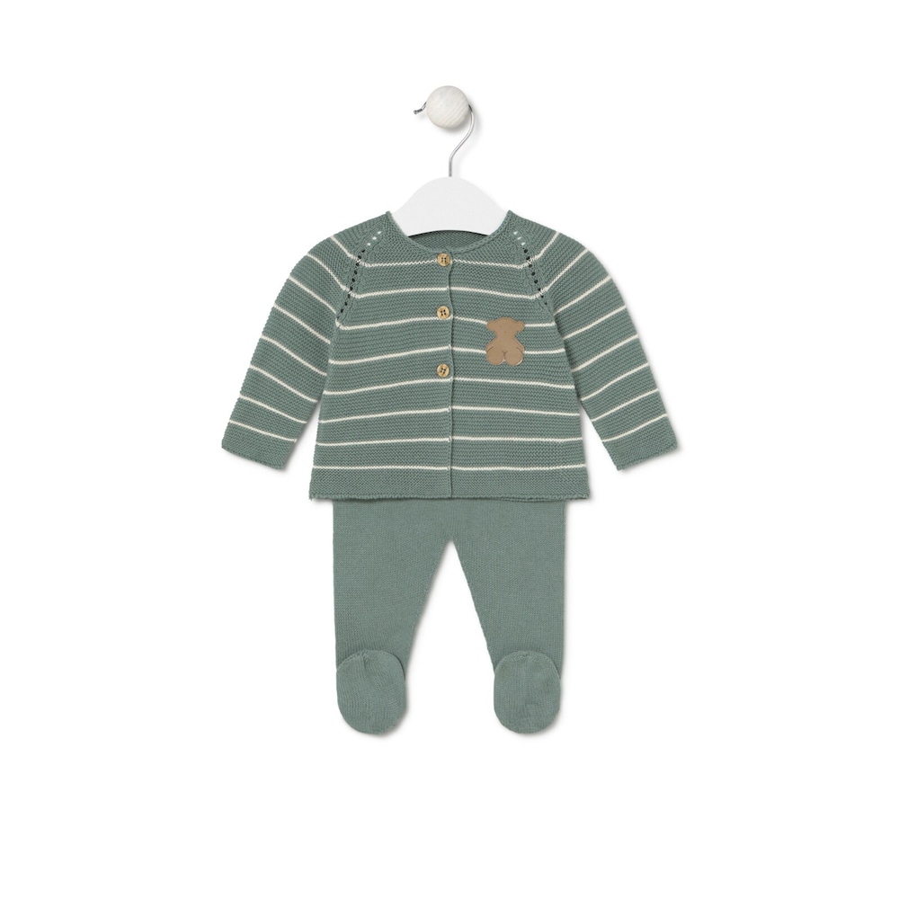 Knitted baby set in Tricot mist stripes