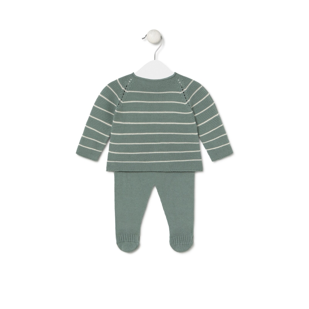 Knitted baby set in Tricot mist stripes