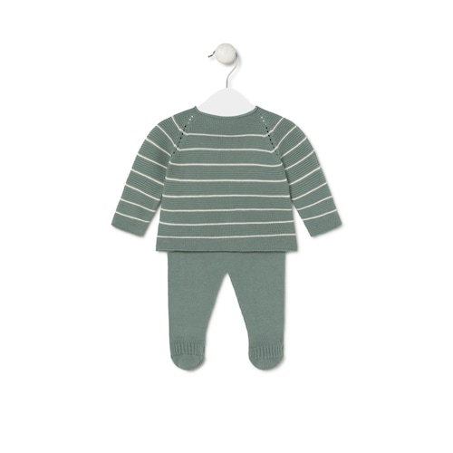 Conjunto de punto de bebé Tricot a rayas bruma