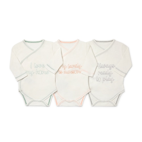 Pack of wrap-over baby bodysuits in DailyK Ecru