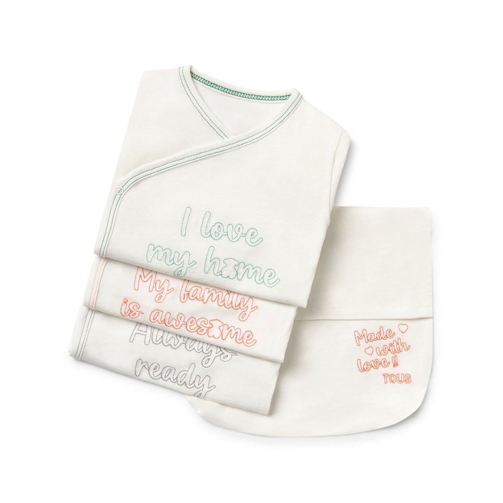Pack of wrap-over baby bodysuits in DailyK Ecru