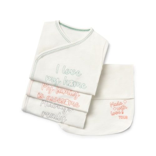 Pack of wrap-over baby bodysuits in DailyK Ecru