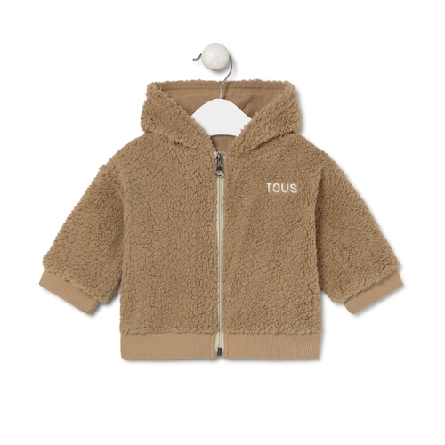 Hooded fleece sweatshirt in Casual beige