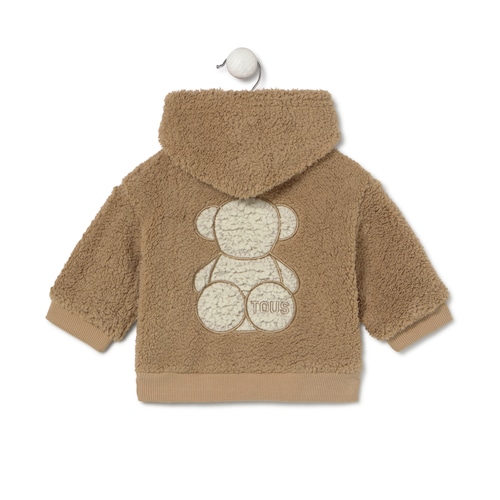 Sudadera de pelo con capucha Casual beige