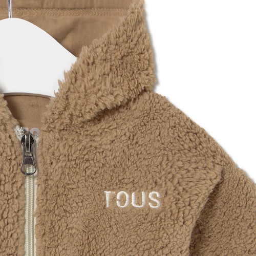 Sudadera de pelo con capucha Casual beige