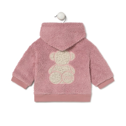 Sudadera de pelo con capucha Casual rosa