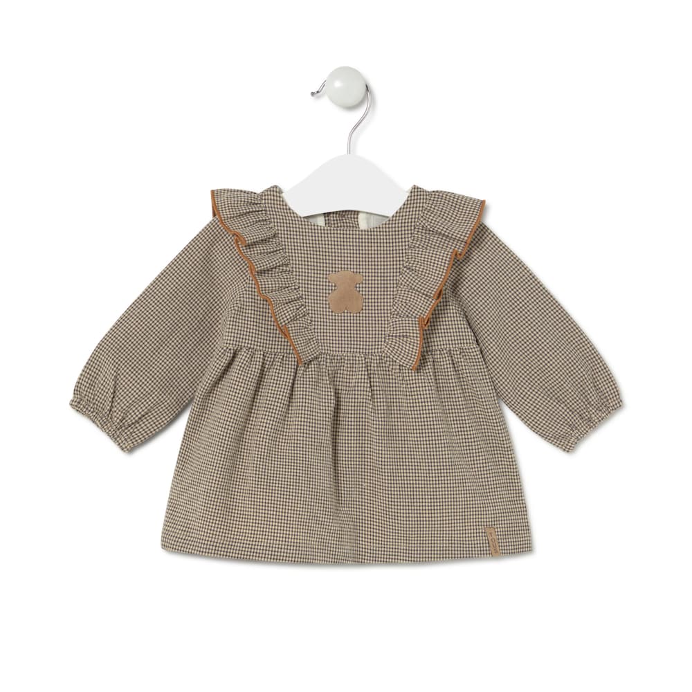 Vestido de ni&ntilde;a vichy Brown beige