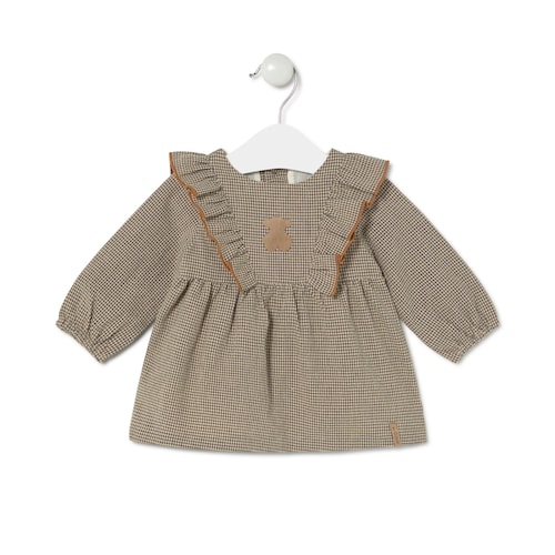 Vestido de niña vichy Brown beige