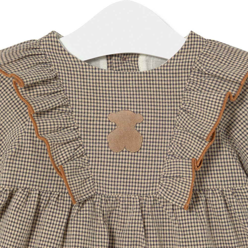 Vestido de ni&ntilde;a vichy Brown beige