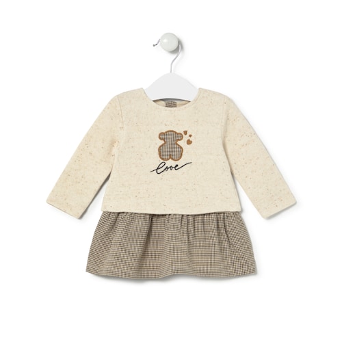 Vestido de niña combinado Brown crudo