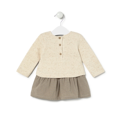 Vestido de niña combinado Brown crudo