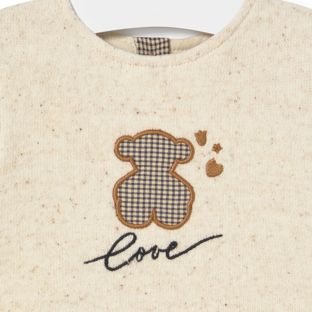 Girls dress with coordinating fabrics in Brown ecru