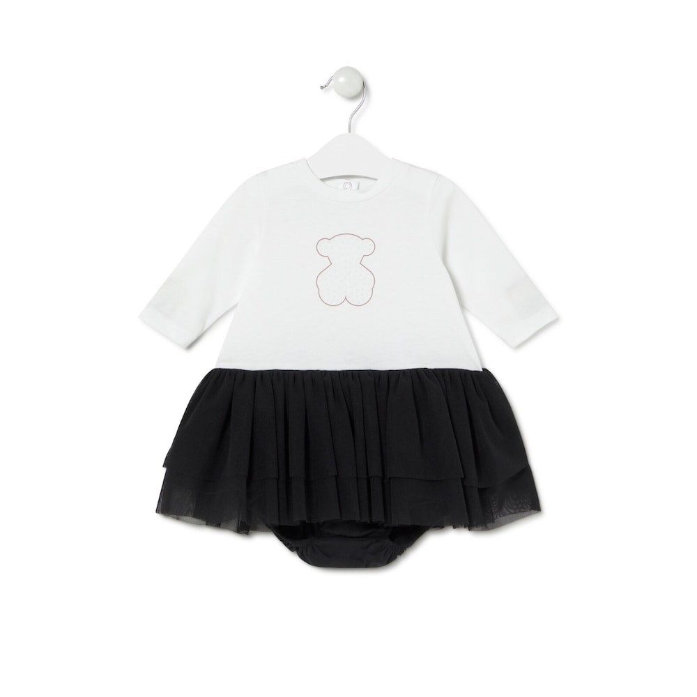 Girls dress with coordinating fabrics in Party white