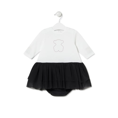 Girls dress with coordinating fabrics in Party white