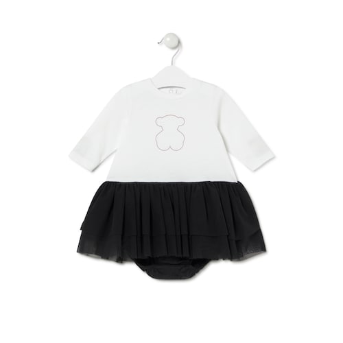 Vestido de niña combinado Party blanco