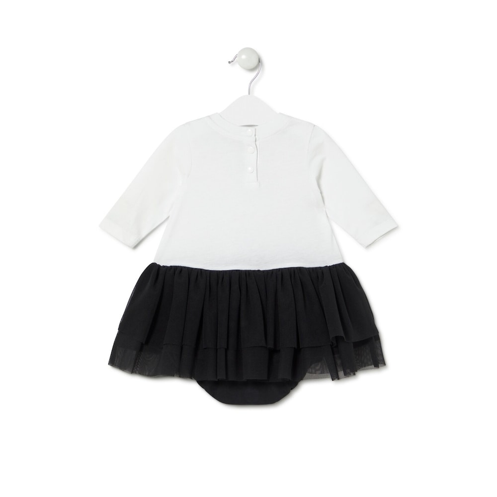 Girls dress with coordinating fabrics in Party white