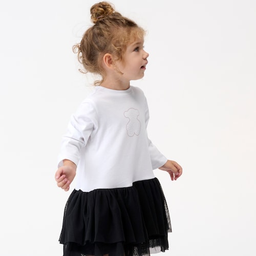 Vestido de niña combinado Party blanco