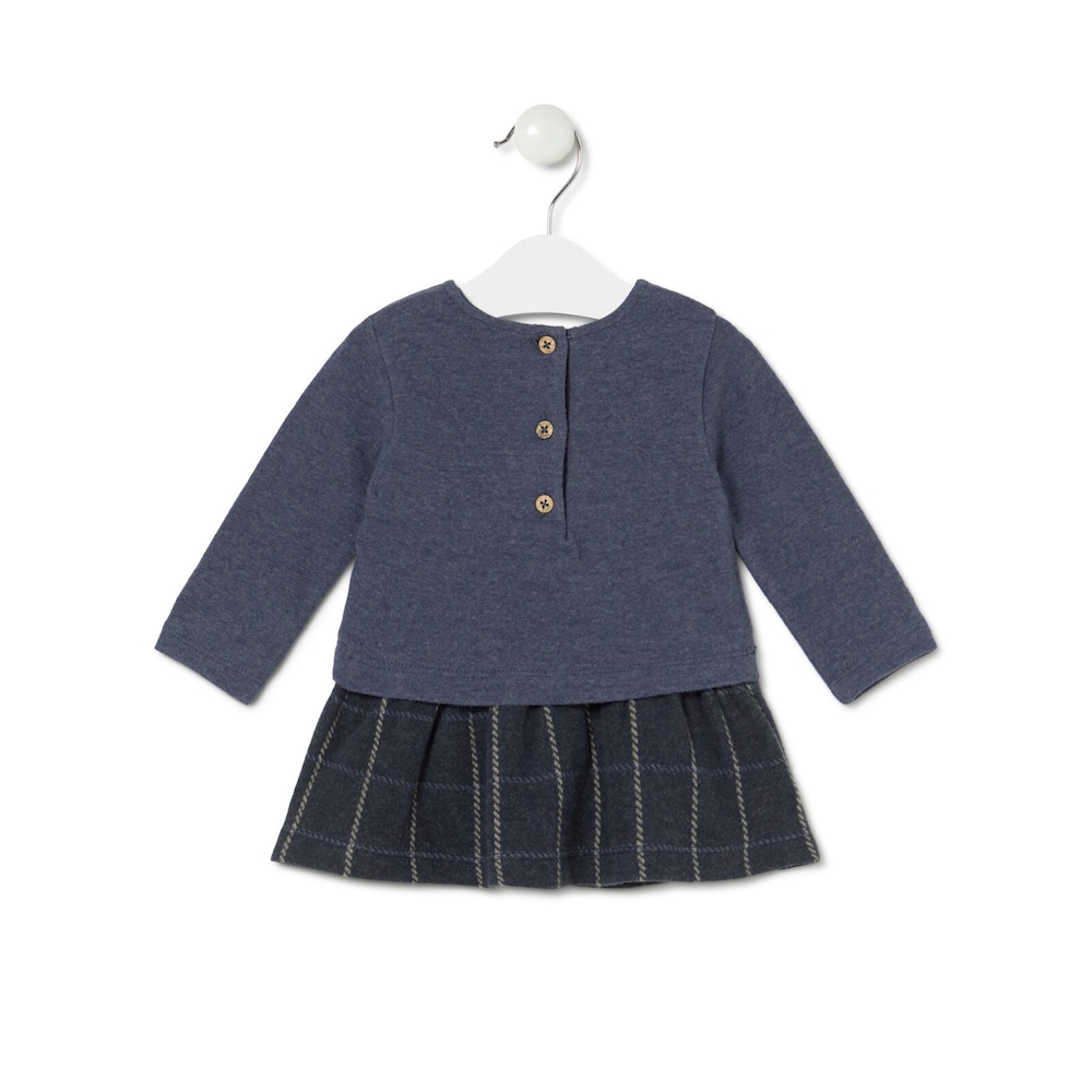 Girls dress with coordinating fabrics in Marine navy blue