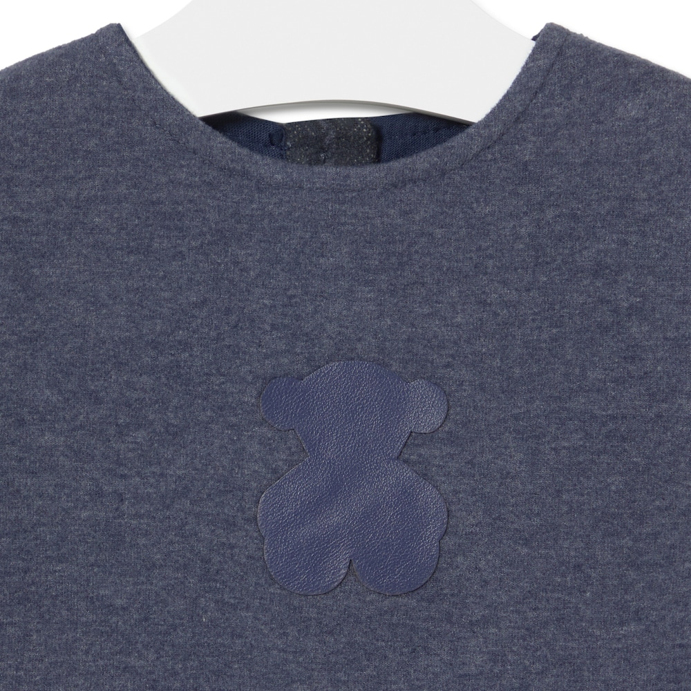 Girls dress with coordinating fabrics in Marine navy blue