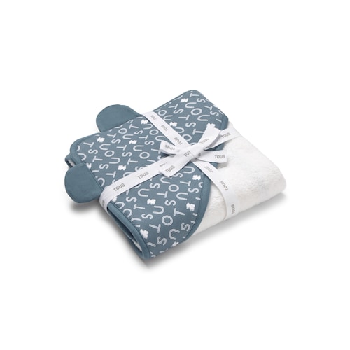 Baby bath cape in Soft navy blue