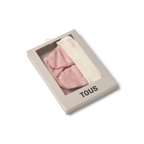 Conjunto de bebé de gorro e luvas Arc cor-de-rosa