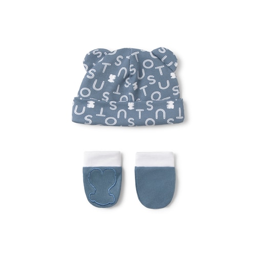 Conjunto de bebé gorro y manoplas Soft marino