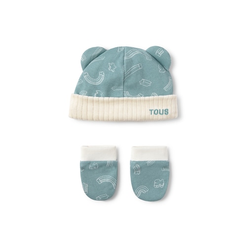 Baby hat and mittens set in Arc mist image number 0
