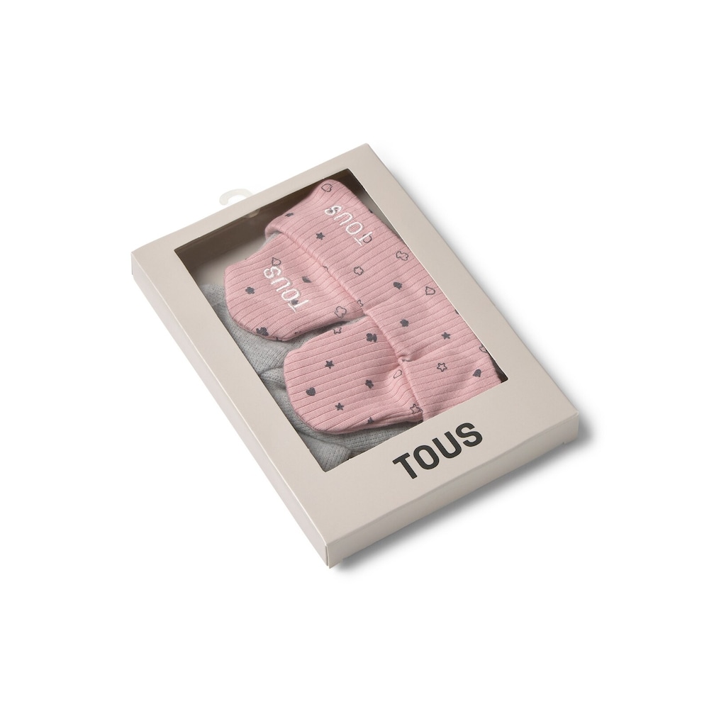 Conjunto de beb&eacute; de gorro e luvas Mini cor-de-rosa