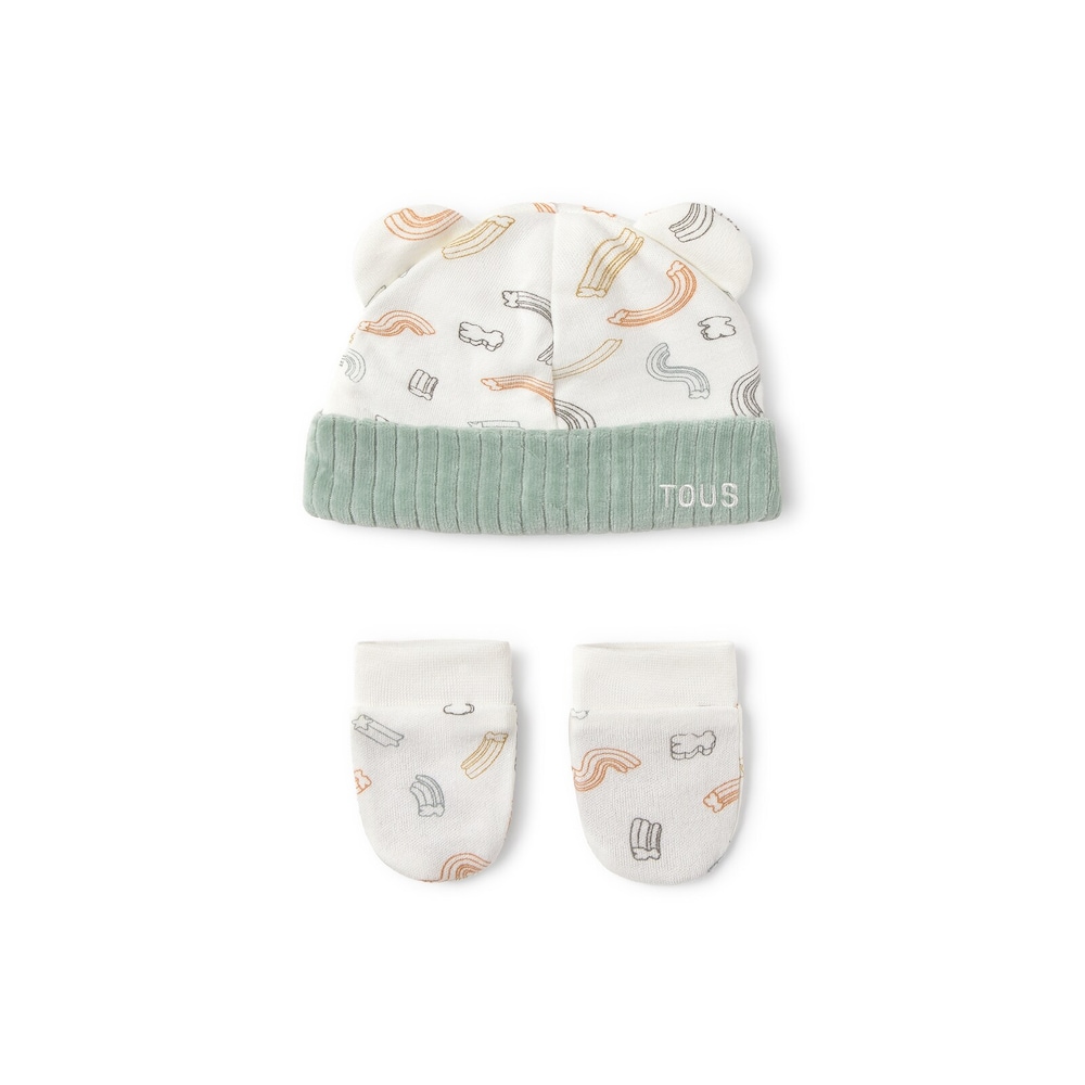 Baby hat and mittens set in Arc unique
