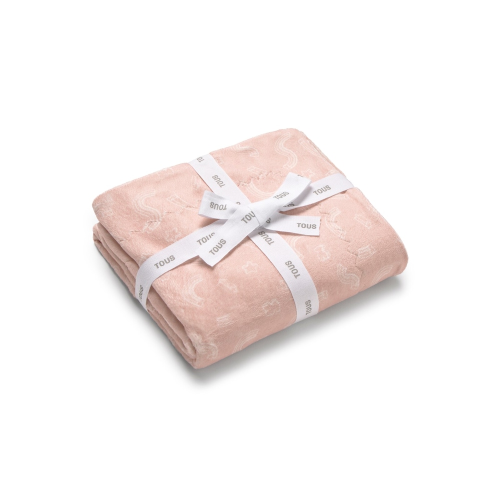 Short-pile faux-fur baby blanket in Arc pink