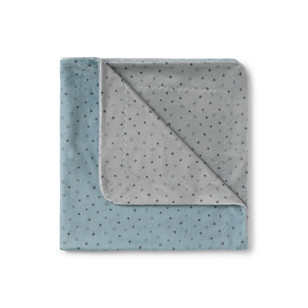 Short-pile faux fur baby blanket in Mini sky blue