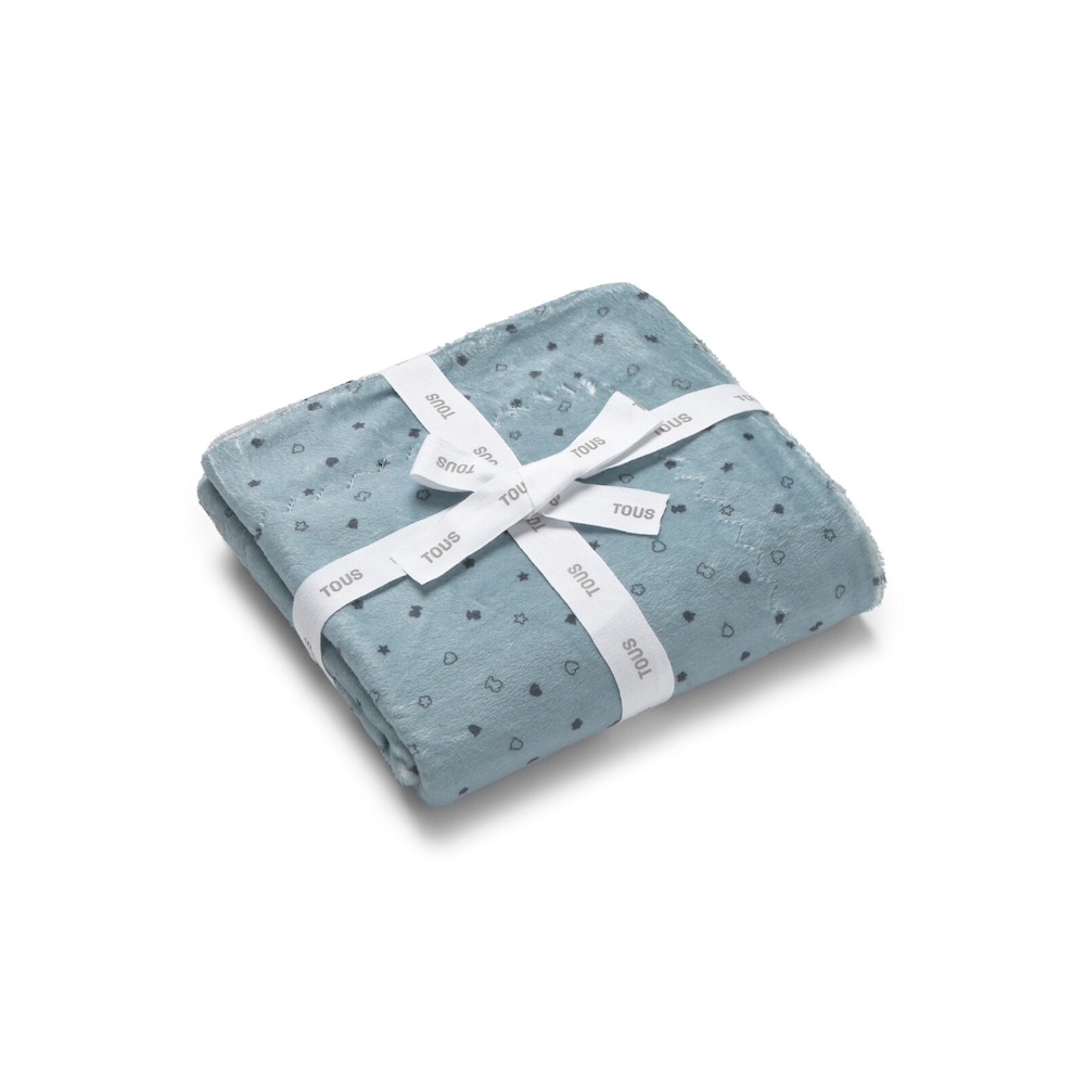 Short-pile faux fur baby blanket in Mini sky blue