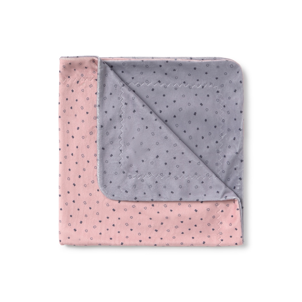 Short-pile faux fur baby blanket in Mini pink