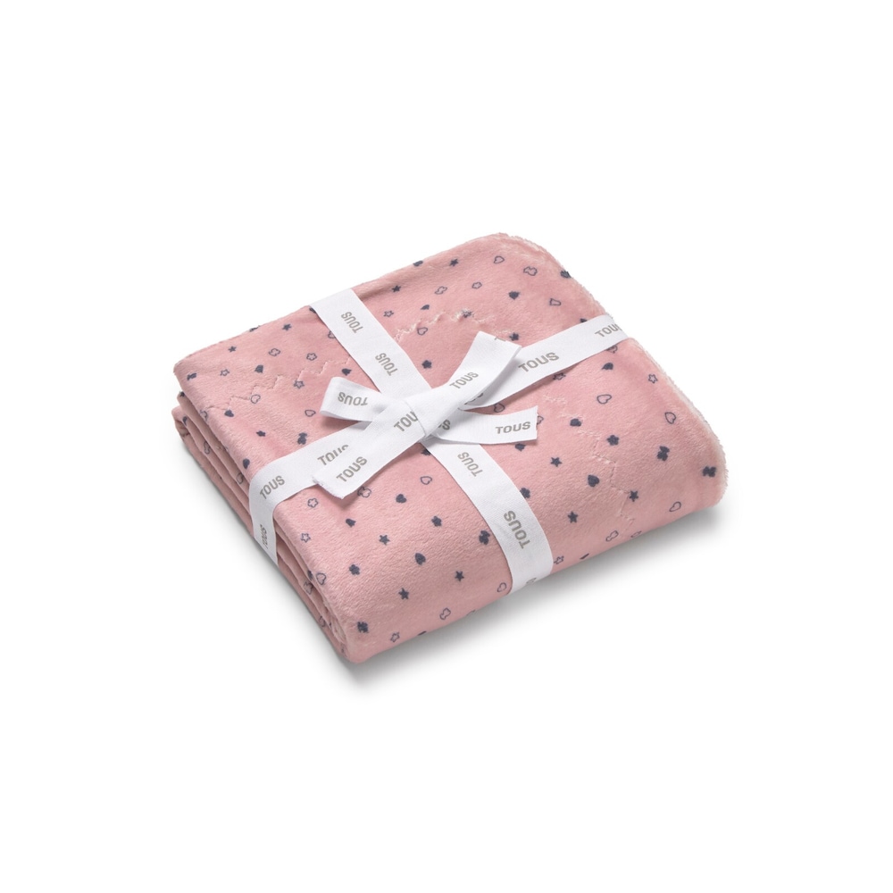 Short-pile faux fur baby blanket in Mini pink