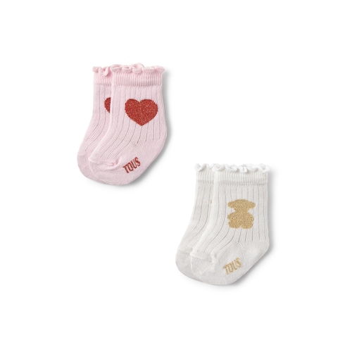 Pack de 2 pares de calcetines de bebé SSocks rosa