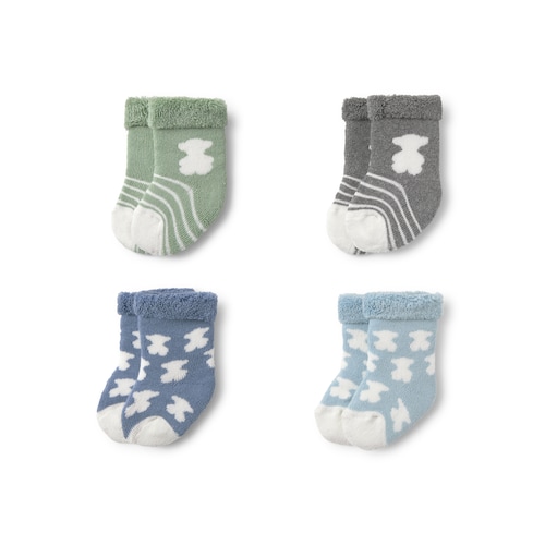 Pack de 4 pares de calcetines de bebé SSocks azul