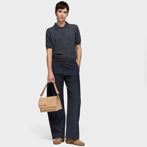 Bandolera mediana arena Audree Pockets