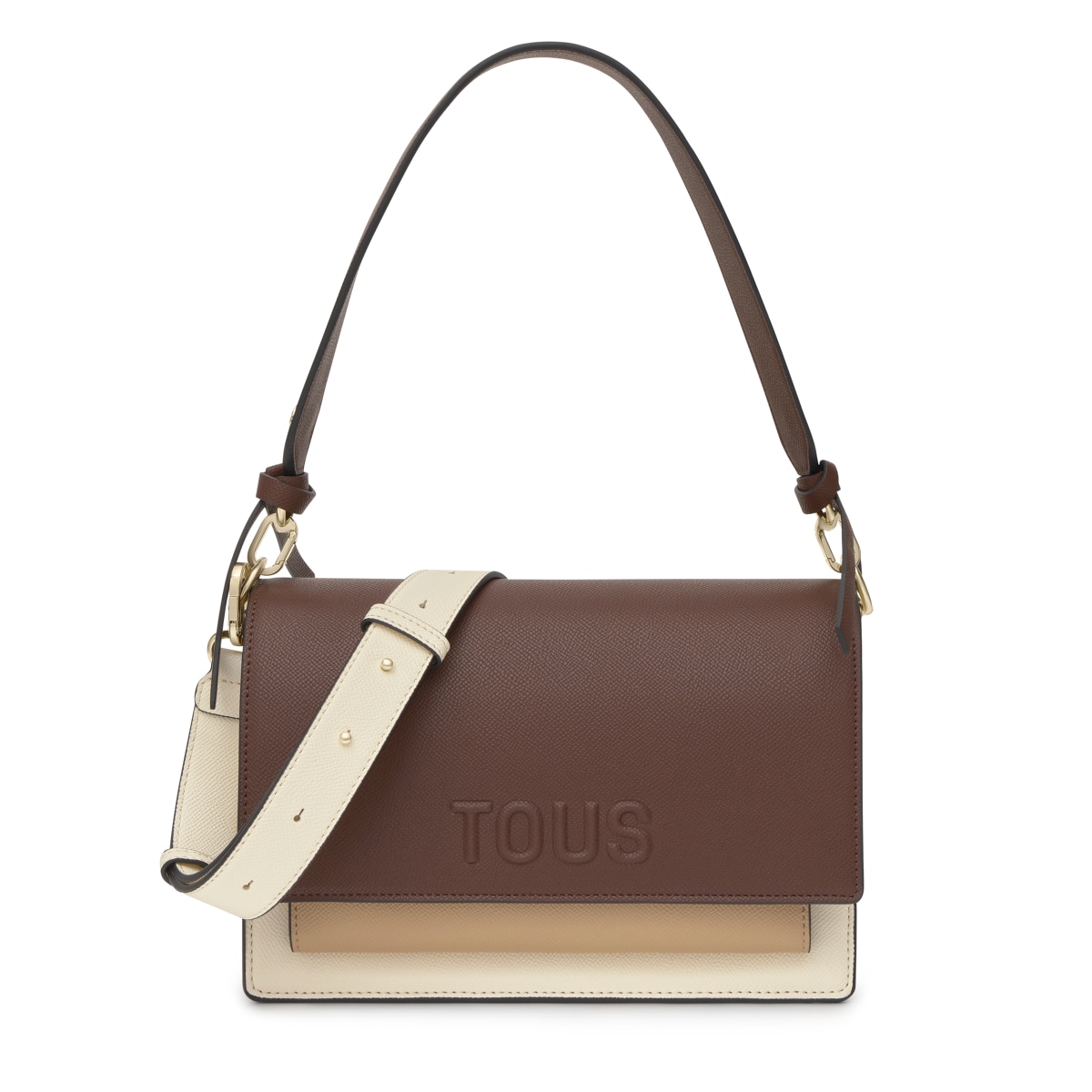 Tous - Bandolera Mediana Beige Y Marrón Audree Saffiano - Beige