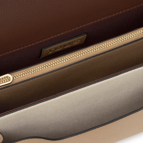 Bandolera mediana beige y marrón Audree Saffiano