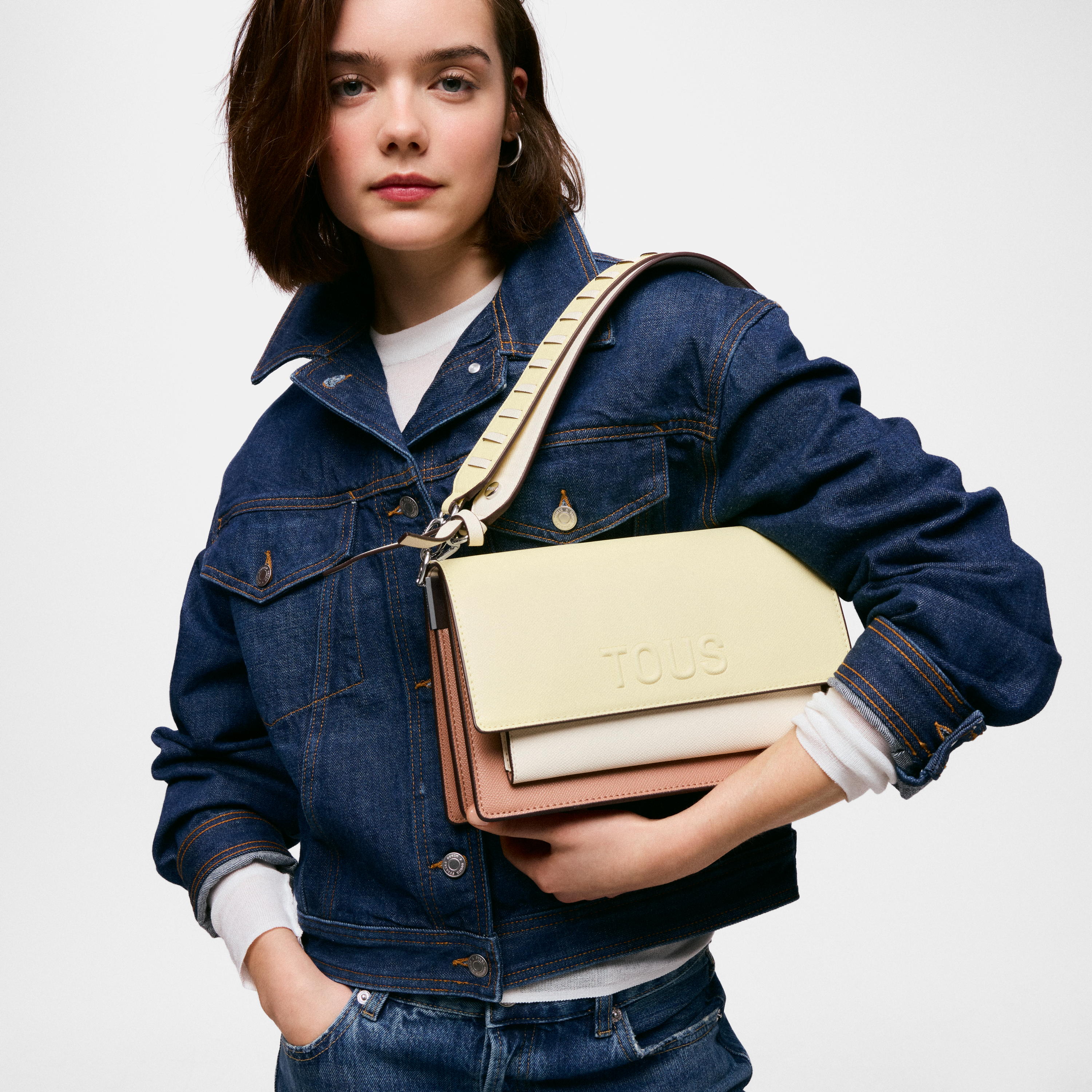 Medium light yellow Crossbody bag TOUS Audree Saffiano