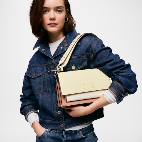 Medium light yellow Crossbody bag TOUS Audree Saffiano