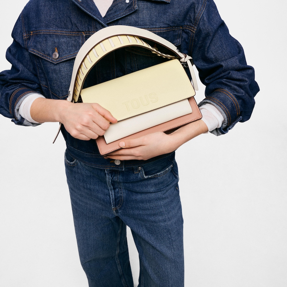 Bandolera mediana amarillo claro Audree Saffiano