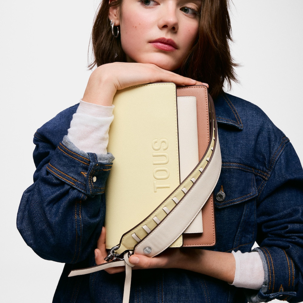 Bandolera mediana amarillo claro Audree Saffiano