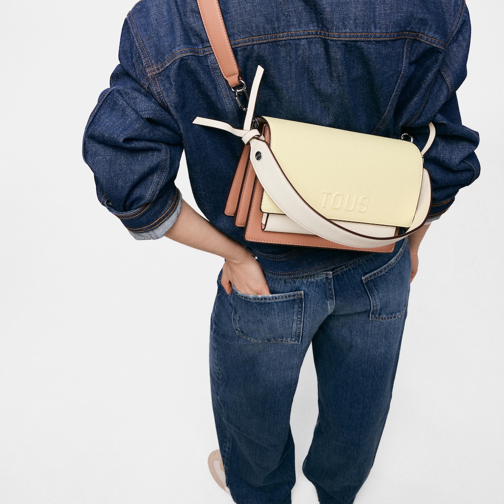 Bandolera mediana amarillo claro Audree Saffiano