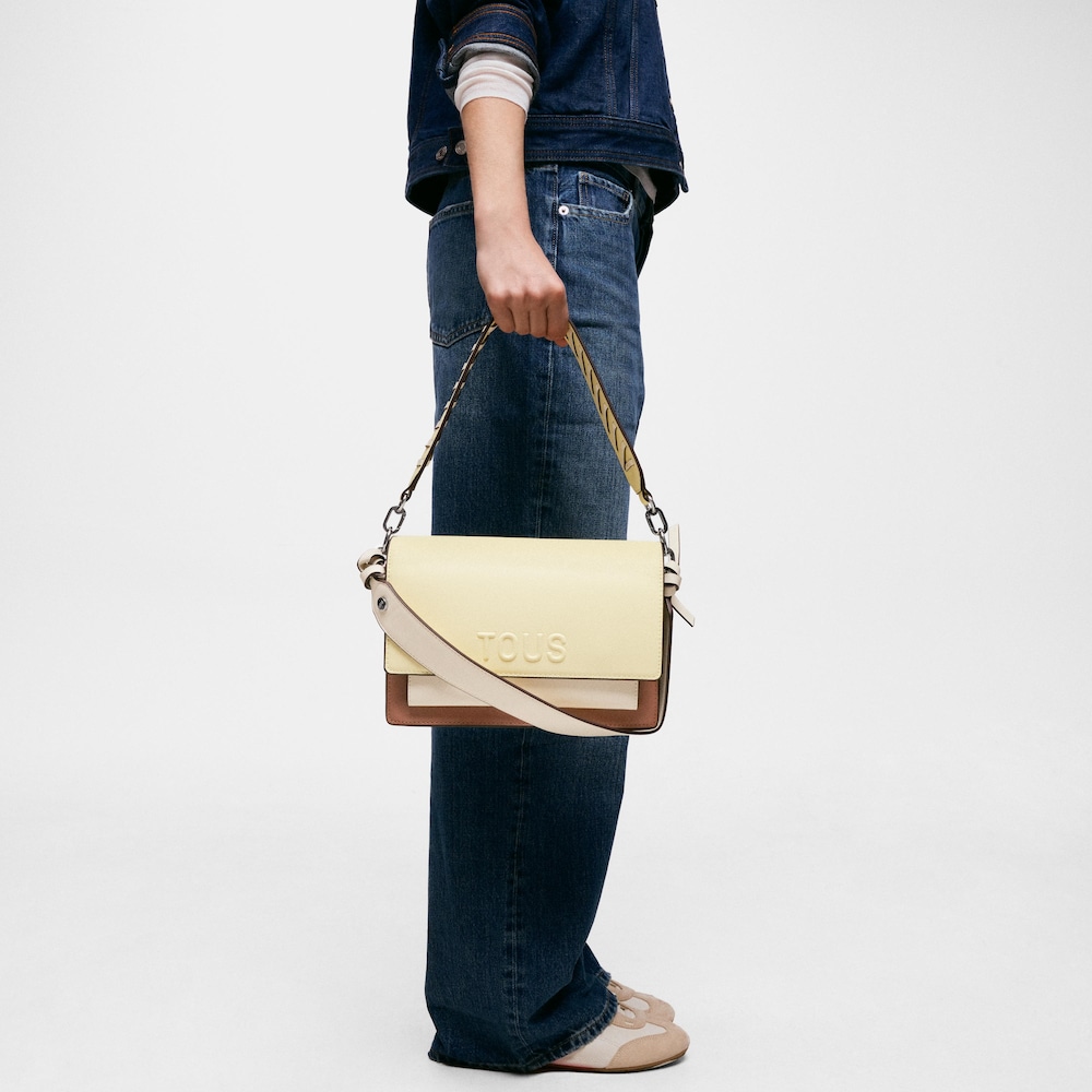 Bandolera mediana amarillo claro Audree Saffiano